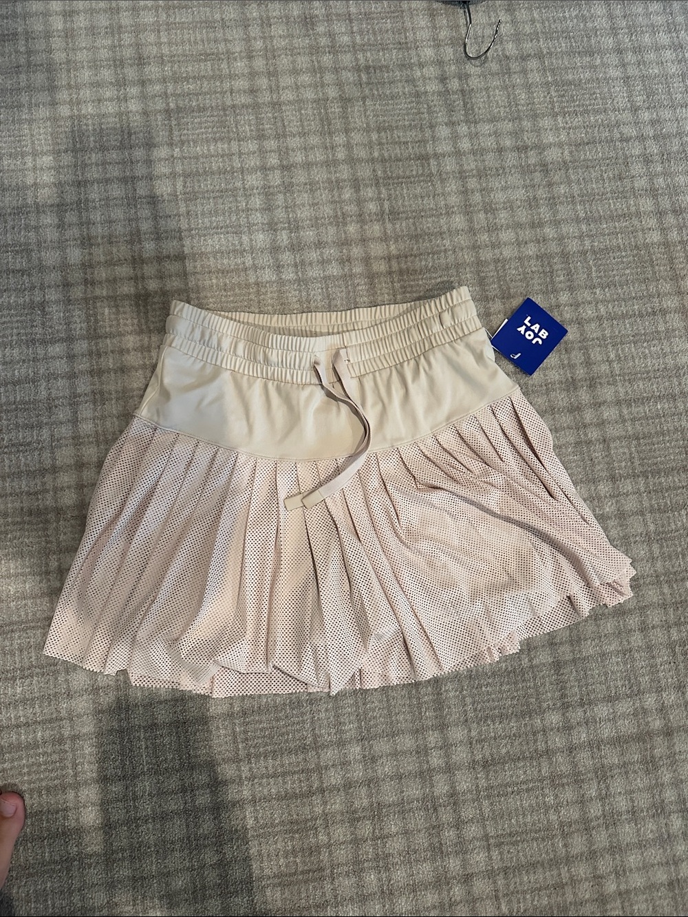 Women's Pleated Mini Athletic Skirt in Light Pink/ Beige